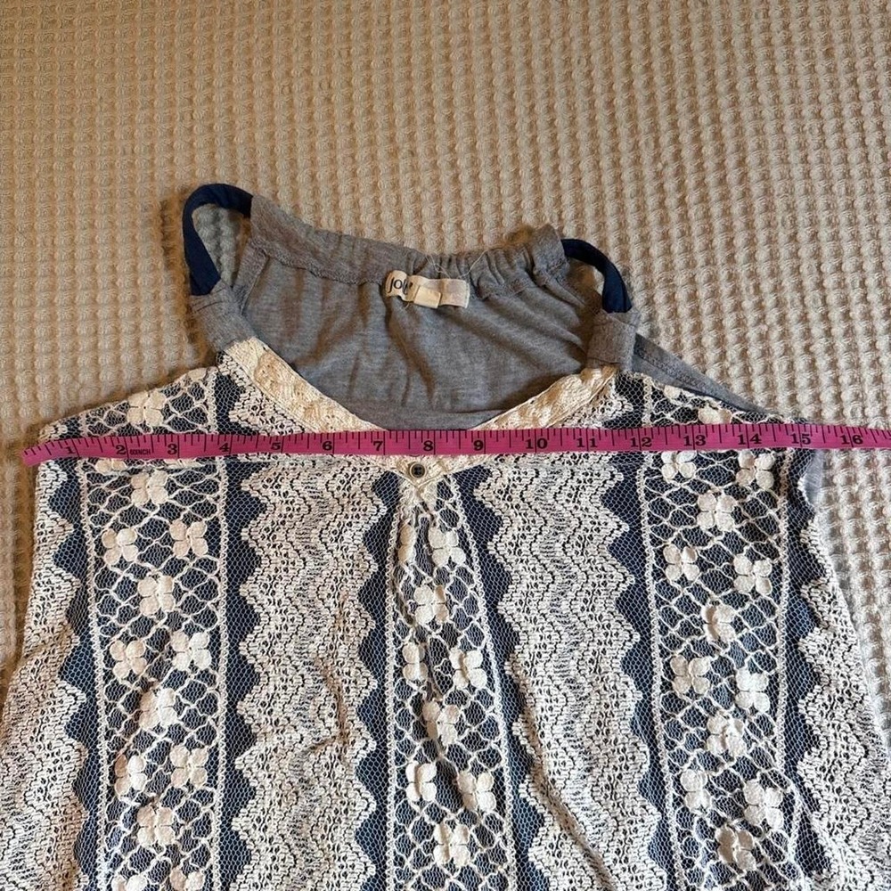 Vintage Jolt Boho Lace Overlay Tank Top Grey Navy - Picture 3 of 6